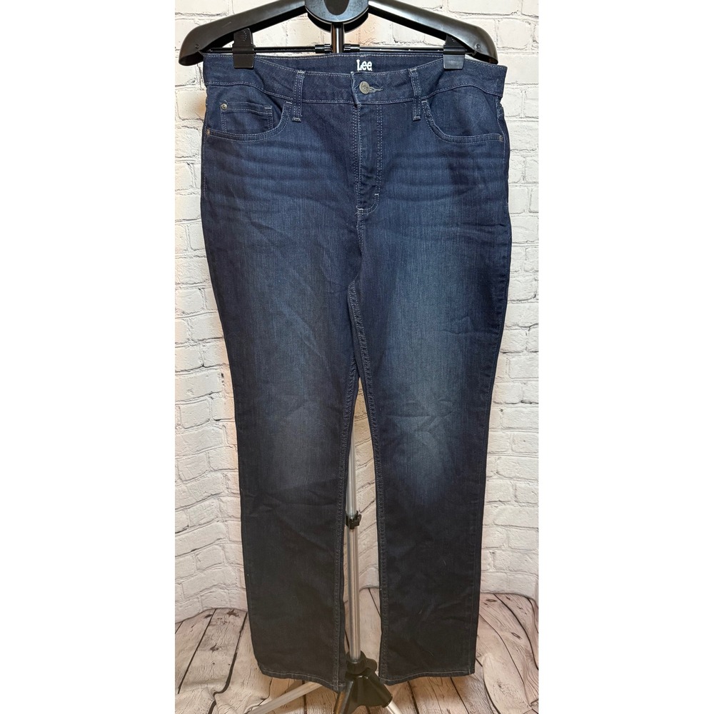 Lee Riders Indigo Womens 16L Straight Leg‎ Jeans Dark Wash Stretch NWT